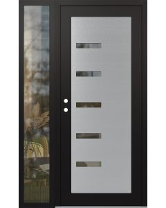 Diamond C8 52" x 80" black/black clear Glass Panel stainless steel RHI with Sidelite clear Glass