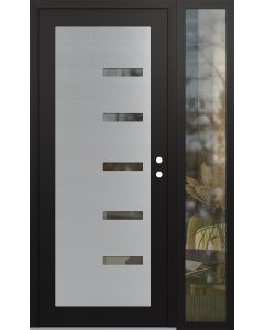 Diamond C8 52" x 80" black/black clear Glass Panel stainless steel LHI with Sidelite clear Glass