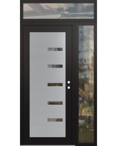 Diamond C8 52" x 96" black/black clear Glass Panel stainless steel LHI with Sidelite and Transom clear Glass