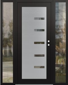 Diamond C8 64" x 80" black/black clear Glass Panel stainless steel LHI with 2 Sidelites clear Glass