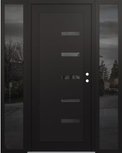 Diamond C8 68" x 80" black/black mirrored Glass Panel black LHI with 2 Sidelites mirrored Glass
