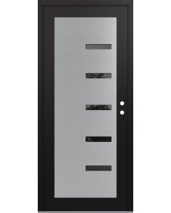 Diamond C8 36" x 80" black/black mirrored Glass Panel stainless steel LHI