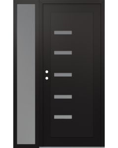 Diamond C8 50" x 80" black/white frosted Glass Panel black RHI with Sidelite frosted Glass