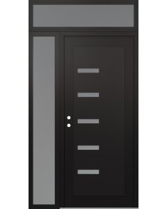 Diamond C8 50" x 96" black/white frosted Glass Panel black RHI with Sidelite and Transom frosted Glass