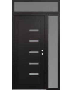Diamond C8 48" x 96" black/white frosted Glass Panel black LHI with Sidelite and Transom frosted Glass