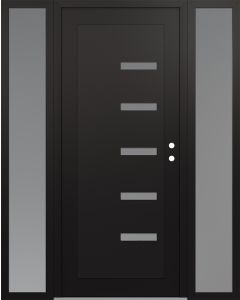 Diamond C8 60" x 80" black/white frosted Glass Panel black LHI with 2 Sidelites frosted Glass