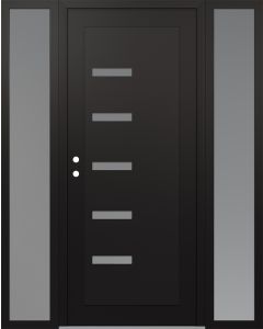 Diamond C8 64" x 80" black/white frosted Glass Panel black RHI with 2 Sidelites frosted Glass