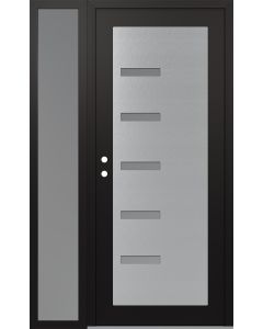 Diamond C8 52" x 80" black/white frosted Glass Panel stainless steel RHI with Sidelite frosted Glass