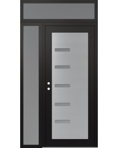 Diamond C8 50" x 96" black/white frosted Glass Panel stainless steel RHI with Sidelite and Transom frosted Glass