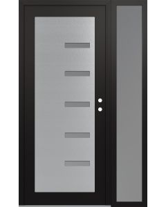 Diamond C8 48" x 80" black/white frosted Glass Panel stainless steel LHI with Sidelite frosted Glass