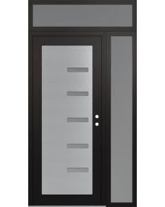 Diamond C8 48" x 96" black/white frosted Glass Panel stainless steel LHI with Sidelite and Transom frosted Glass