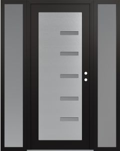 Diamond C8 64" x 80" black/white frosted Glass Panel stainless steel LHI with 2 Sidelites frosted Glass