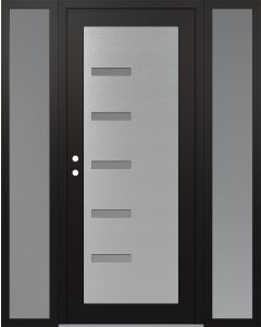 Diamond C8 60" x 80" black/white frosted Glass Panel stainless steel RHI with 2 Sidelites frosted Glass
