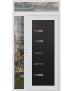 Diamond C8 50" x 96" white/white clear Glass Panel black RHI with Sidelite and Transom clear Glass