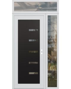 Diamond C8 50" x 96" white/white clear Glass Panel black LHI with Sidelite and Transom clear Glass