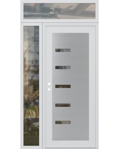 Diamond C8 50" x 96" white/white clear Glass Panel stainless steel RHI with Sidelite and Transom clear Glass