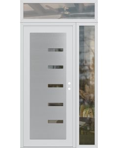 Diamond C8 50" x 96" white/white clear Glass Panel stainless steel LHI with Sidelite and Transom clear Glass