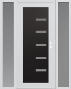 Diamond C8 64" x 80" white/white frosted Glass Panel black LHI with 2 Sidelites frosted Glass