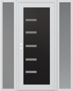 Diamond C8 68" x 80" white/white frosted Glass Panel black RHI with 2 Sidelites frosted Glass