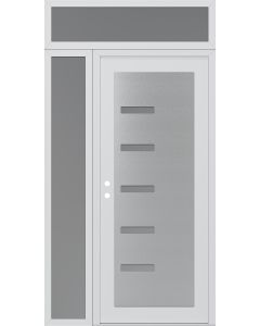 Diamond C8 52" x 96" white/white frosted Glass Panel stainless steel RHI with Sidelite and Transom frosted Glass