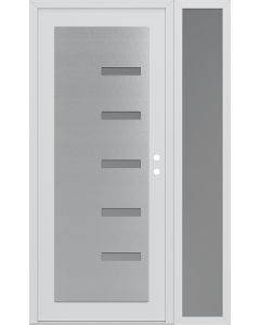 Diamond C8 52" x 80" white/white frosted Glass Panel stainless steel LHI with Sidelite frosted Glass