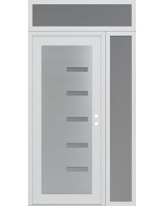Diamond C8 52" x 96" white/white frosted Glass Panel stainless steel LHI with Sidelite and Transom frosted Glass
