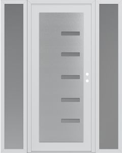 Diamond C8 64" x 80" white/white frosted Glass Panel stainless steel LHI with 2 Sidelites frosted Glass