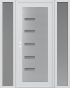 Diamond C8 68" x 80" white/white frosted Glass Panel stainless steel RHI with 2 Sidelites frosted Glass