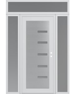 Diamond C8 64" x 96" white/white frosted Glass Panel stainless steel LHI with 2 Sidelites and Transom frosted Glass