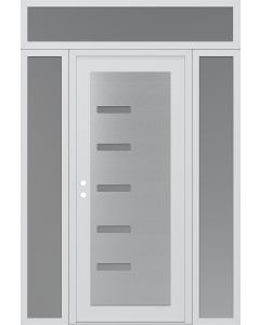 Diamond C8 64" x 96" white/white frosted Glass Panel stainless steel RHI with 2 Sidelites and Transom frosted Glass