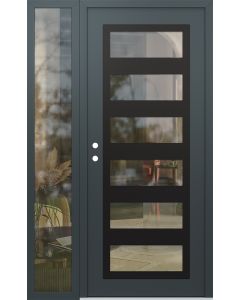 Diamond C9 50" x 80" anthracite/anthracite clear Glass Panel black RHI with Sidelite clear Glass