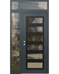 Diamond C9 50" x 96" anthracite/anthracite clear Glass Panel black RHI with Sidelite and Transom clear Glass