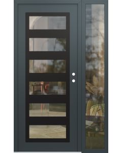 Diamond C9 50" x 80" anthracite/anthracite clear Glass Panel black LHI with Sidelite clear Glass