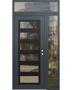 Diamond C9 48" x 96" anthracite/anthracite clear Glass Panel black LHI with Sidelite and Transom clear Glass