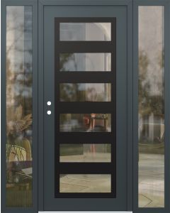 Diamond C9 60" x 80" anthracite/anthracite clear Glass Panel black RHI with 2 Sidelites clear Glass
