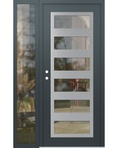 Diamond C9 52" x 80" anthracite/anthracite clear Glass Panel stainless steel RHI with Sidelite clear Glass