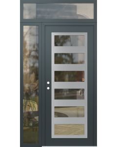 Diamond C9 52" x 96" anthracite/anthracite clear Glass Panel stainless steel RHI with Sidelite and Transom clear Glass