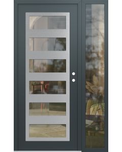 Diamond C9 52" x 80" anthracite/anthracite clear Glass Panel stainless steel LHI with Sidelite clear Glass