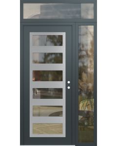 Diamond C9 52" x 96" anthracite/anthracite clear Glass Panel stainless steel LHI with Sidelite and Transom clear Glass