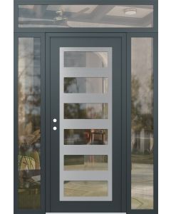 Diamond C9 60" x 96" anthracite/anthracite clear Glass Panel stainless steel RHI with 2 Sidelites and Transom clear Glass