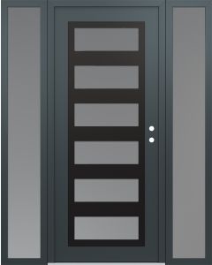 Diamond C9 60" x 80" anthracite/anthracite frosted Glass Panel black LHI with 2 Sidelites frosted Glass