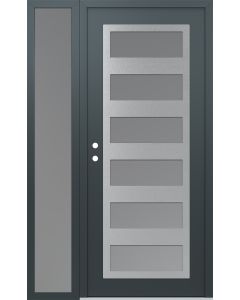 Diamond C9 50" x 80" anthracite/anthracite frosted Glass Panel stainless steel RHI with Sidelite frosted Glass