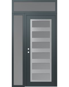 Diamond C9 50" x 96" anthracite/anthracite frosted Glass Panel stainless steel RHI with Sidelite and Transom frosted Glass