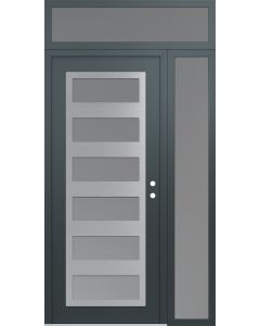 Diamond C9 50" x 96" anthracite/anthracite frosted Glass Panel stainless steel LHI with Sidelite and Transom frosted Glass