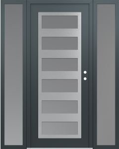 Diamond C9 60" x 80" anthracite/anthracite frosted Glass Panel stainless steel LHI with 2 Sidelites frosted Glass