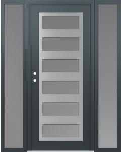 Diamond C9 68" x 80" anthracite/anthracite frosted Glass Panel stainless steel RHI with 2 Sidelites frosted Glass