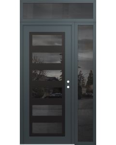 Diamond C9 50" x 96" anthracite/anthracite mirrored Glass Panel black LHI with Sidelite and Transom mirrored Glass