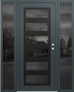 Diamond C9 68" x 80" anthracite/anthracite mirrored Glass Panel black LHI with 2 Sidelites mirrored Glass