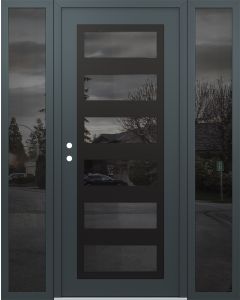 Diamond C9 60" x 80" anthracite/anthracite mirrored Glass Panel black RHI with 2 Sidelites mirrored Glass