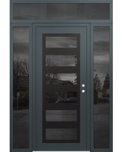 Diamond C9 60" x 96" anthracite/anthracite mirrored Glass Panel black LHI with 2 Sidelites and Transom mirrored Glass